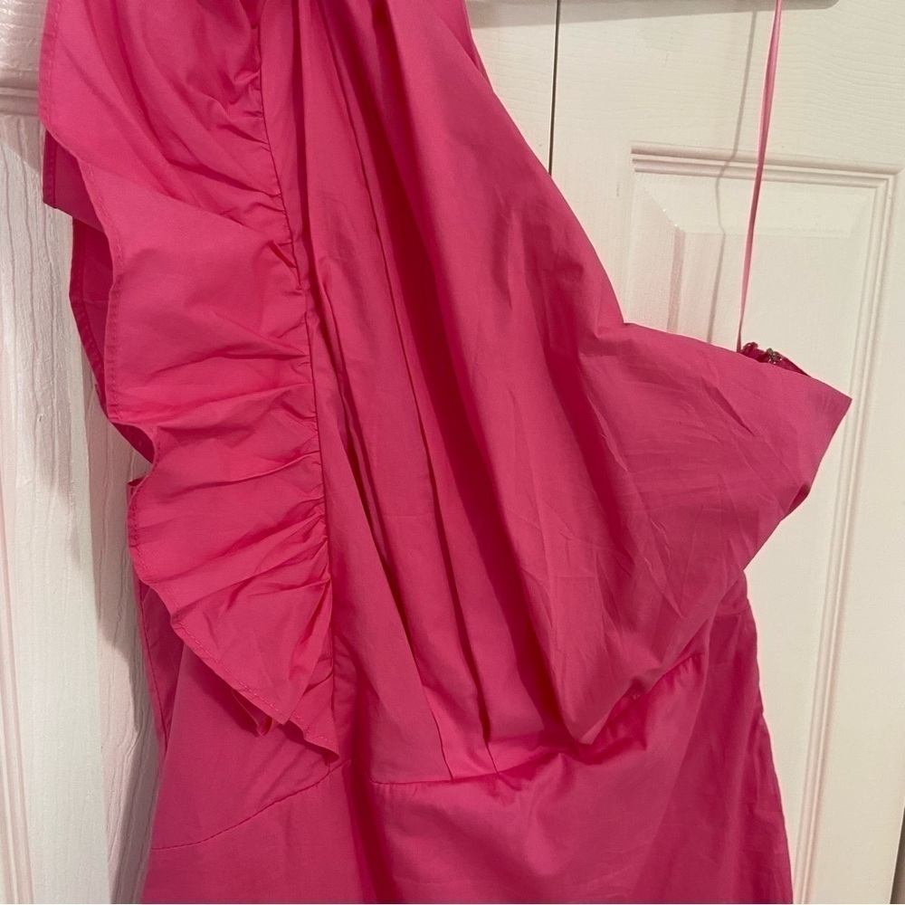 Billy J NWT Gracen Pink Ruffle One Shoulder Mini Dress Size 10 - Picture 4 of 10
